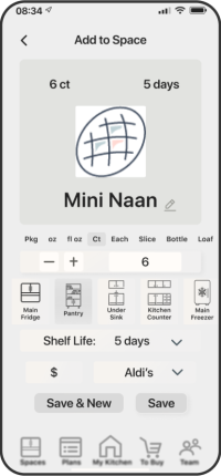 Phone showing a wireframe version of an application's Main Inventory screen